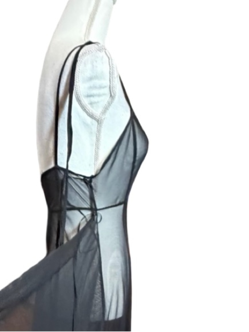 ZARA Black Sheer Mesh Maxi Slip Dress - Size S - Picture 7 of 8